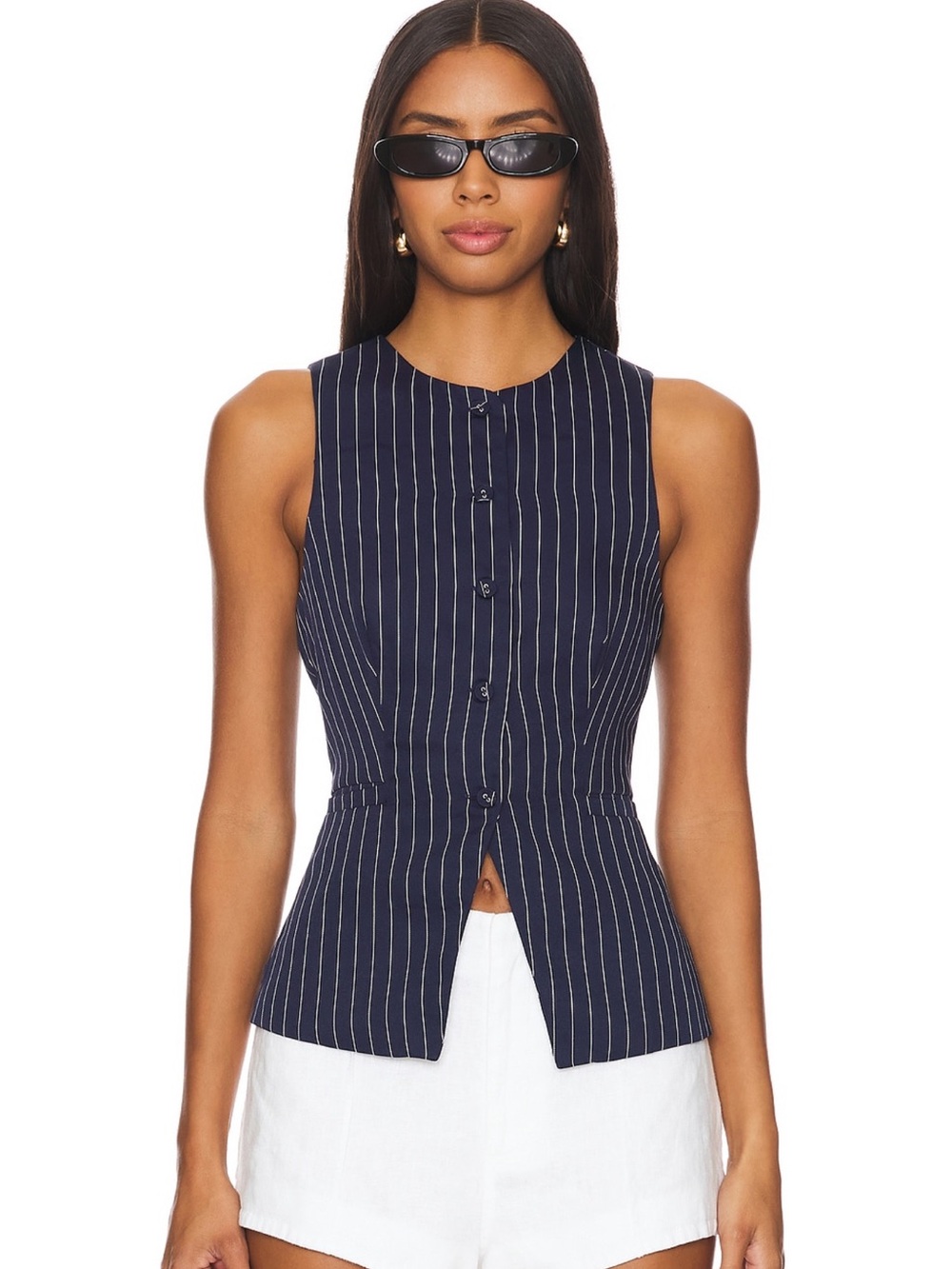 All The Ways Jianna Vest - Navy & White